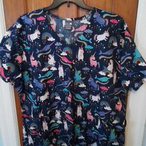Zoe + Chloe plus size printed scrub top
